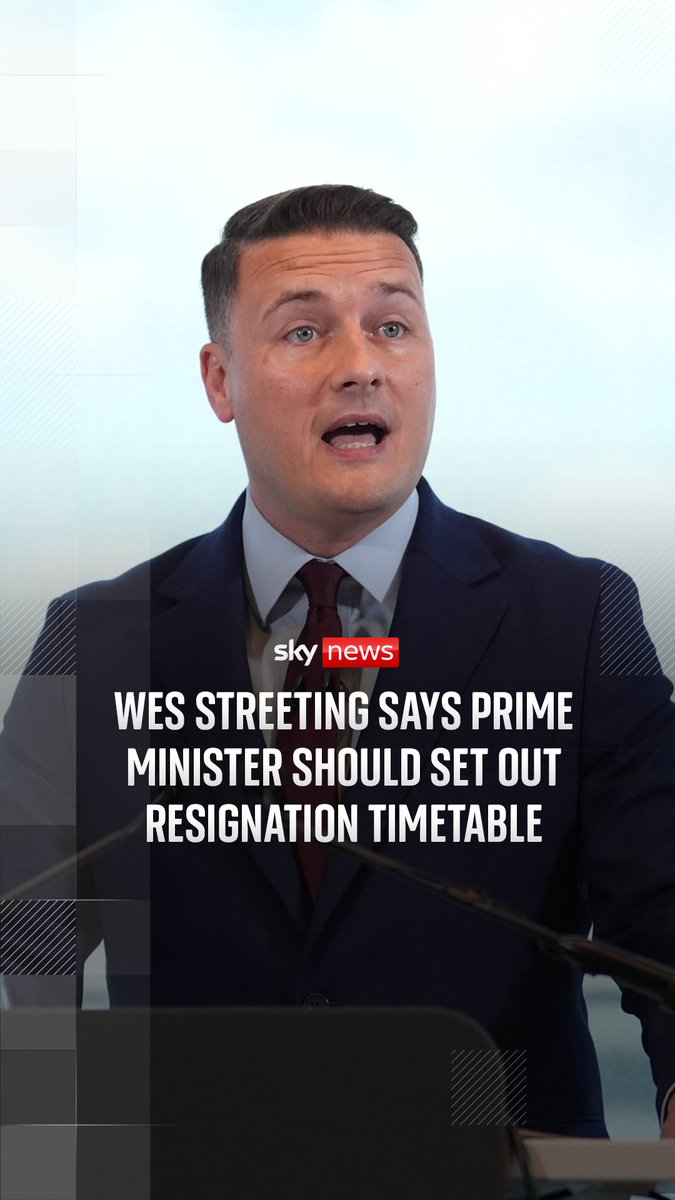 Wes Streeting has called on Sir Keir Starmer to set out a resignation timetable, positioning himself as an alternative to Andy Burnham in a possible leadership contest. Sky's Ali Fortescue asked the former health secretary whether he would be brave enough to trigger one