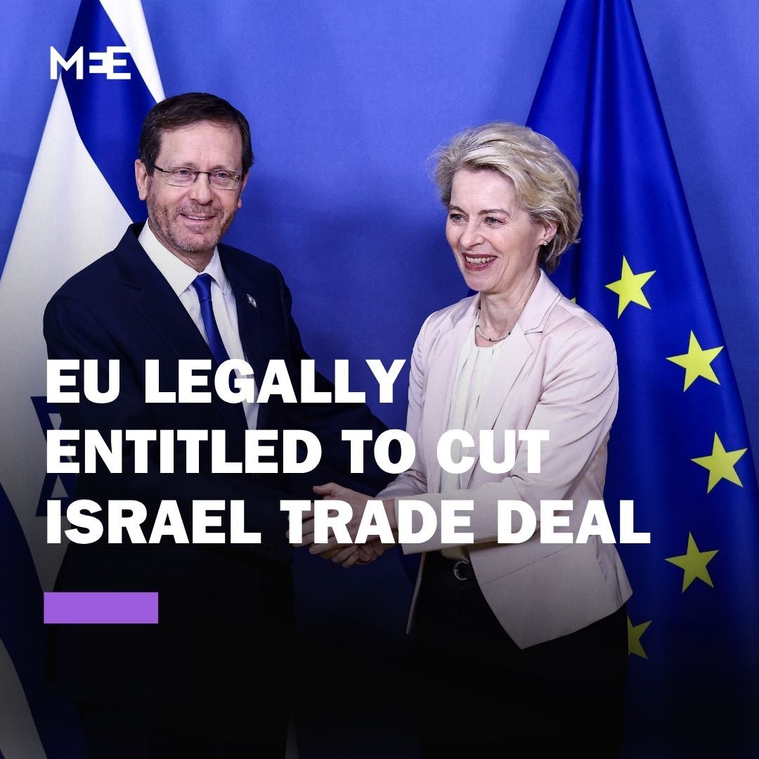 A leaked document shows the EU was legally entitled to suspend a trade deal with Israel since 2017 due to its violations of international law in the occupied West Bank. The memo says freezing the EU-Israel Association Agreement would be in compliance with international law.