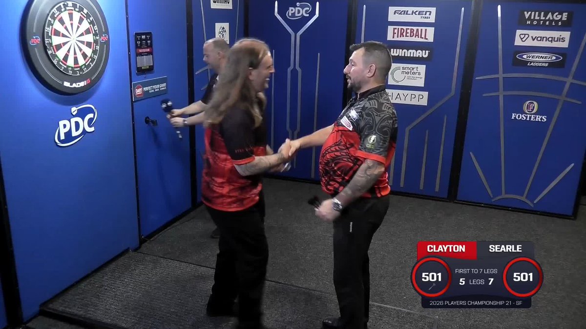 SEARLE INTO THE FINAL! Ryan Searle awaits the winner of Wessel Nijman and Beau Greaves in the final, as Heavy Metal beats Jonny Clayton 7-5 in the hunt for his second title of the year! 📋 #PC21