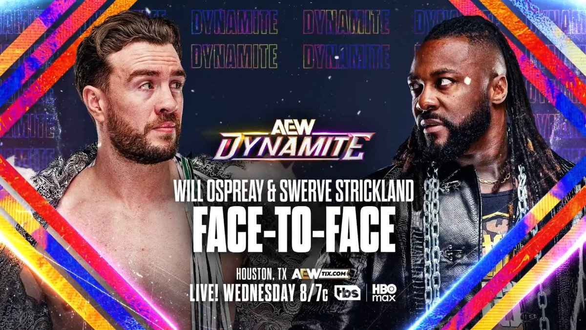 #AEWDynamite 8/7c TBS & HBO Max Tomorrow, 6/17! Will Ospreay • ウィル・オスプレイ & @SwerveConfident Face-To-Face! Ospreay wants to fulfill a dream. Swerve is after power. Both men have earned their spot in the #OwenCup Men's Finals at #ForbiddenDoor & they'll meet face-to-face, TOMORROW!