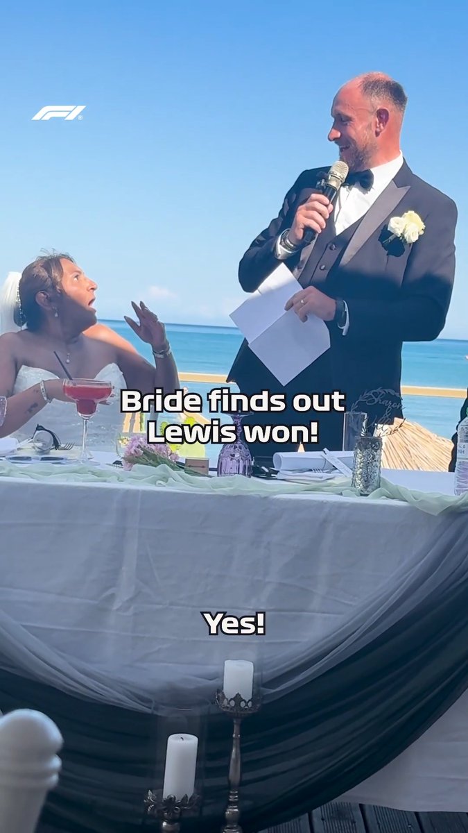 When that special day becomes extra special 😂 Congratulations to Lewis super-fans Will and Sharon on getting married on Sunday. Sharon even has an LH44 tattoo! ❤️ #F1 #BarcelonaGP