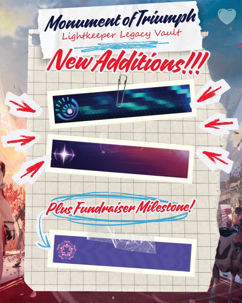 Lightkeepers, you've shown up in a BIG way for Monument of Triumph. We're closing in on $700K raised, and to celebrate, we've added two highly requested emblems plus Humanity's Chosen as a fundraiser reward. Thank you for answering the call! ♥️Donate now: