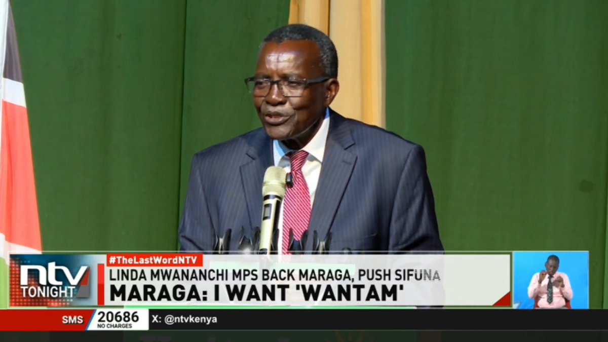 Maraga: I Want 'Wantam' Signs of a possible political convergence between presidential hopeful David Maraga and Linda Mwananchi's Edwin Sifuna emerged today. Can a Maraga-Sifuna ticket gain traction nationally? #NTVTonight Michelle Ngele-Odhiambo David Muthoka