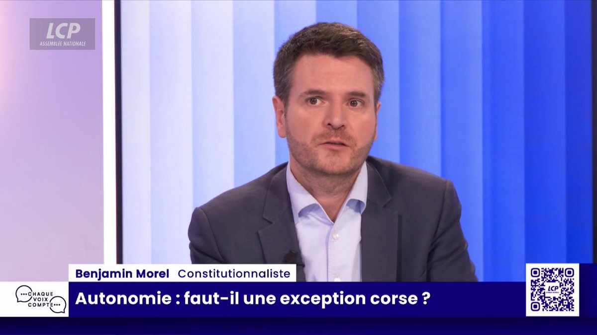 Autonomie de la Corse: Le constitutionnaliste Benjamin Morel dénonce un texte "communautariste" qui "va créer deux catégories de Français (...) la seule communauté reconnue, c'est celle des citoyens fondée sur des valeurs universelles, on sort de la logique républicaine"