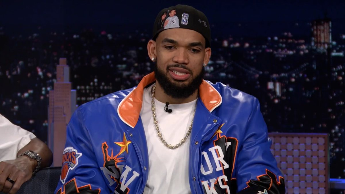 .Karl-Anthony Towns honors his late mother ❤️ #FallonTonight #KnicksOnFallon #KnicksInStudio6B #NBAFinals