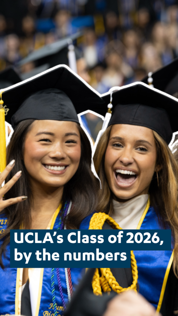 The undergraduate Class of 2026, by the numbers 🎓 #UCLA2026 [Video description: UCLA graduates celebrate at commencement and the Inverted Fountain while on-screen text highlights statistics about the undergraduate Class of 2026. The video ends with a "Go Bruins" message.]