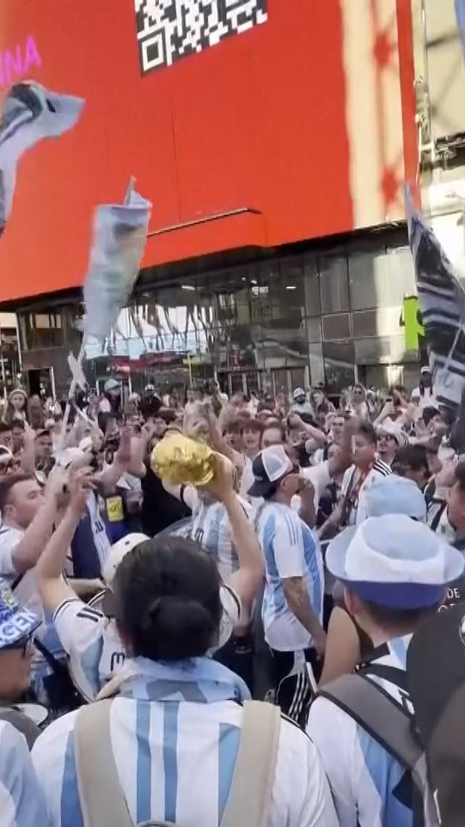 Thousands of Argentine fans gathered in downtown Kansas City and Times Square in New York City to celebrate ahead of Tuesday's game against Algeria. Known as a 'banderazo', it's a pre-match tradition that encourages fans to wave flags and sing songs.