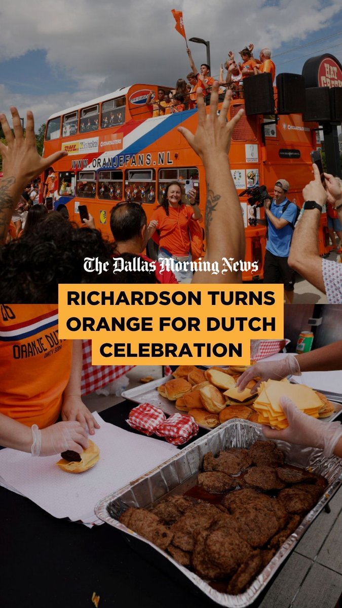 The Dutch Orange Bus has traveled thousands of miles following the Netherlands national team for the World Cup tournament. ⚽️🇳🇱 This week, it rolled through North Texas, with one of its many stops being in Richardson. More than 1,500 fans gathered at Hat Creek Burger Company to take photos with the iconic bus, enjoy free burgers and celebrate the team. Here’s what it looked like. 🎉 (📹️: Imelda Garcia and Zacharia Washington / Staff journalists)