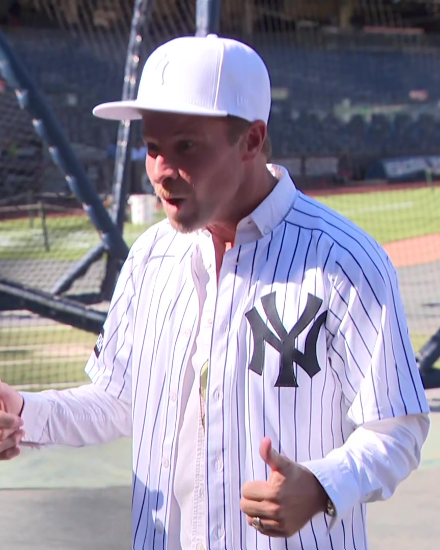 Brian Littrell of the Backstreet Boys is at Yankee Stadium today