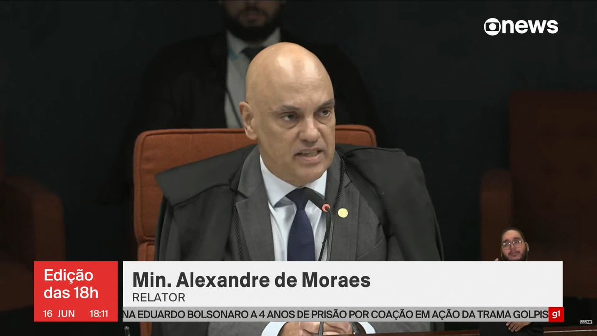 Moraes diz que Eduardo Bolsonaro fez lobby no exterior contra o Brasil. O STF formou maioria nesta terça-feira (16) para condenar o ex-deputado por coação. ➡ Assista à #GloboNews ao vivo: #Edição18