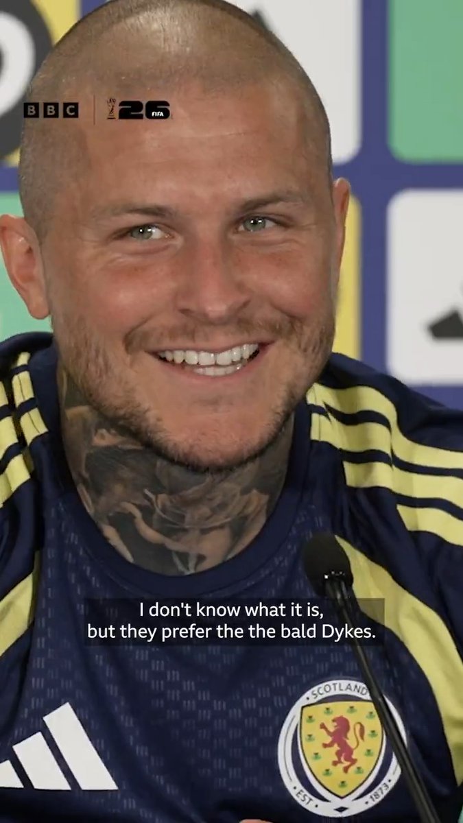 'They prefer the bald Dykes' 🤣🏴 Lyndon Dykes says he intentionally shaved his head for the World Cup for his Scotland team-mates ⤵️ #BBCFootball #FifaWorldCup