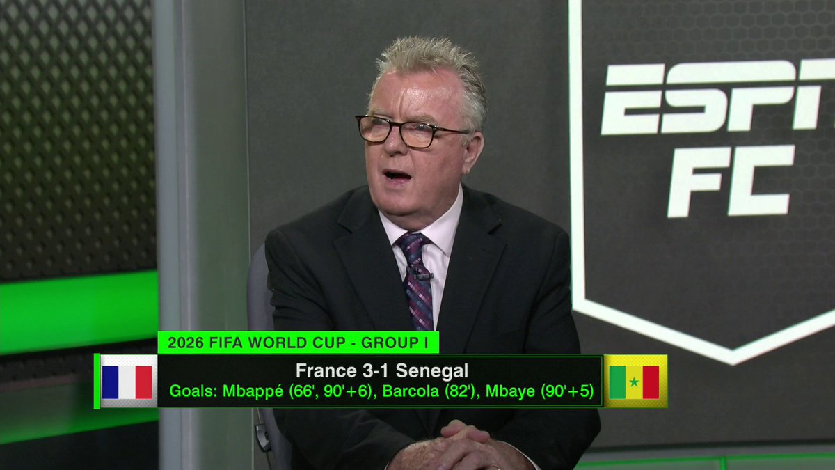 “France absolutely after today, just reminded everybody of how good they really are.” —Steve Nicol after their 3-1 win over Senegal to open up Group I play in the World Cup.