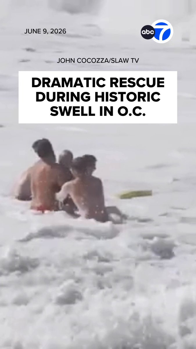 Dramatic new video shows the dangers lifeguards are facing as high tides and the chance of rip currents continue along the Southern California coastline. Footage shows three lifeguards and one bystander jumping into the choppy waters to help a struggling bodyboarder at The Wedge in Newport Beach last Tuesday. Thanks to everyone's quick actions, the bodyboarder is OK.