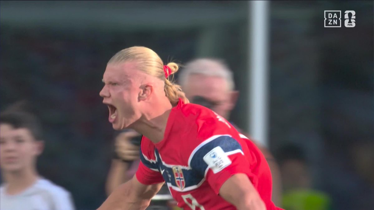 ノルウェーの今大会初ゴールはやはりこの男！ ハーランド🇳🇴がクロスに合わせて先制点⚽️ 🏆️#FIFAワールドカップ グループI 🆚イラク×ノルウェー 📱#DAZN ライブ配信中 #本気で楽しむならDAZN