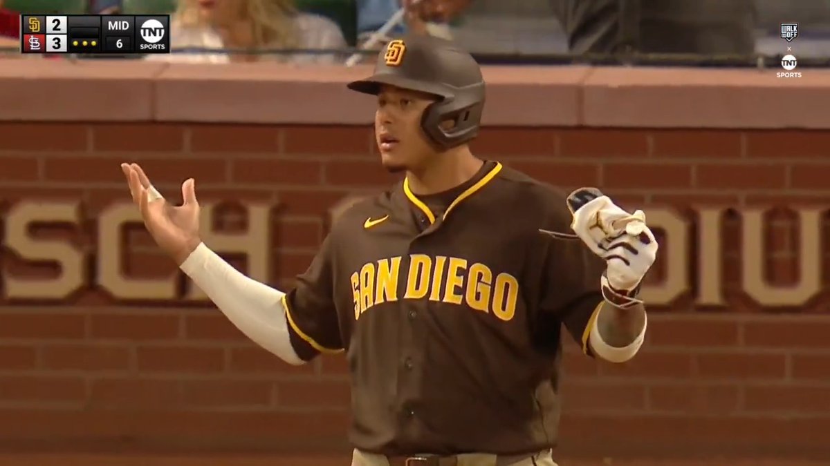 Manny Machado thought he checked his swing and worked a walk... Blue said he went around 🙃