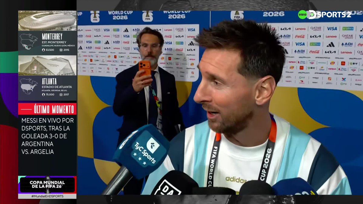"YA HICIMOS 3. ¿EL MÁS VETERANO? BAH..." ¡El GOAT estaba contento pero no le hablen de la edad! Lionel Messi, tras el debut ante Argelia. #MundialEnDSPORTS #FIFAWorldCup