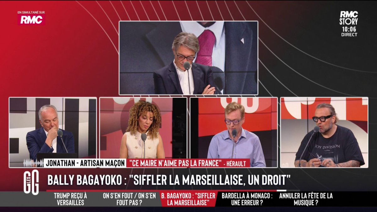 🇫🇷 « Siffler la Marseillaise, un droit à la réplique populaire ». D’accord avec Bally Bagayoko ? 📞 Jonathan, maçon : "Mais qu'est-ce que c'est ça ! C'est indigne. Dans certains pays, on vous lynche pour ça. Tu craches sur mon grand-père qui s'est battu pour la France." #GGRMC