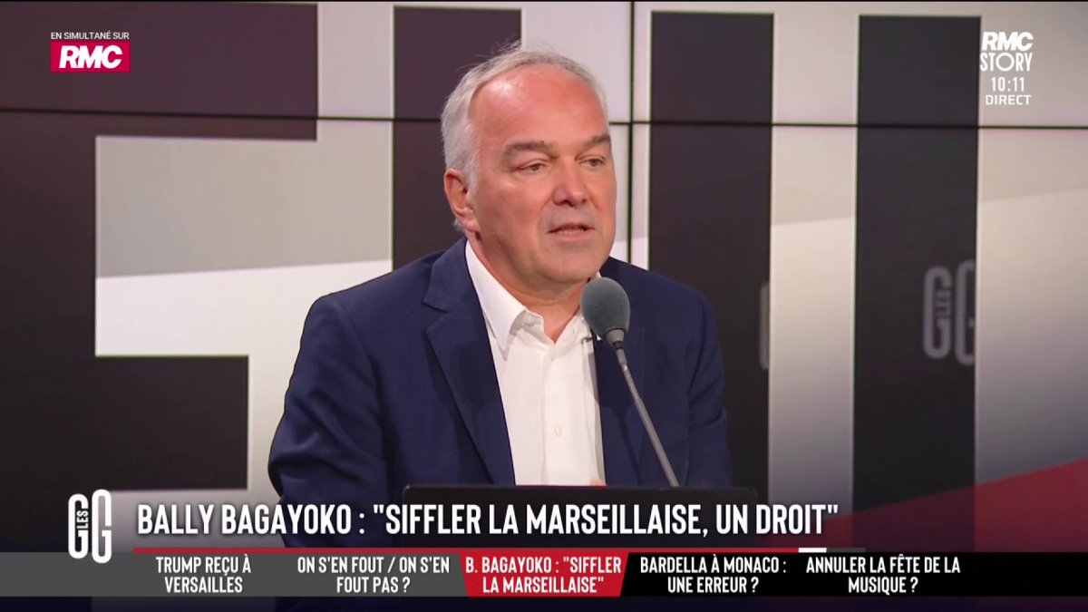 🇫🇷 « Siffler la Marseillaise, un droit à la réplique populaire ». D’accord avec Bally Bagayoko ? 🗣️ Olivier Truchot : "Il a un peu le melon Bally Bagayoko. Il parle beaucoup et souvent il recule. Il va falloir qu'il se concentre sur les préoccupations de ses habitants." #GGRMC