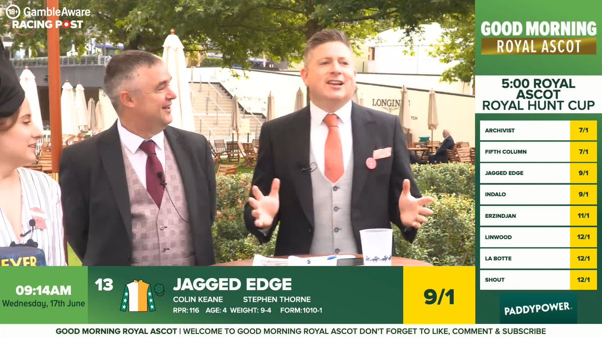 🗣️ “If you gave me back what I lost yesterday, I would sing it NAKED!” David Jennings asks Johnny Dineen what it would take for him to sing his Karaoke live on the show this week 😂 🎩 Good Morning Royal Ascot with Paddy Power 🎩
