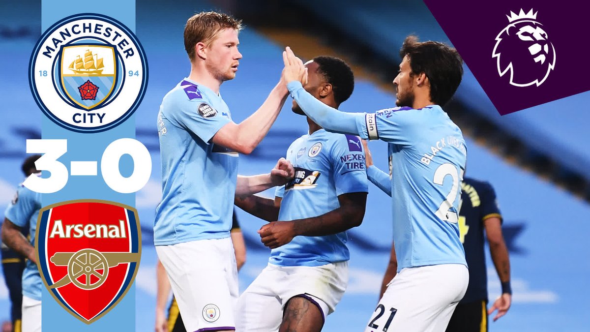 #OnThisDay: #ManCity 3-0 Arsenal [2020] ⚽️ [45+2'] Raheem Raheem Sterling ⚽️ [51' P] Kevin De Bruyne ⚽️ [90+1'] Phil Foden