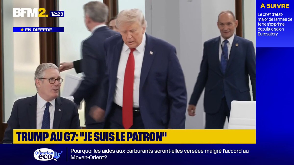 "Je suis le boss", déclare Donald Trump en retard pour une session de travail sur la croissance économique mondiale au G7 #BFM2