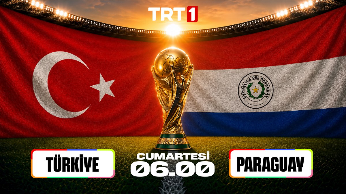 #BizimÇocuklar Dünya Kupası yolunda mutlak 3 puan parolasıyla sahaya çıkıyor. 🇹🇷 Türkiye-Paraguay maçı 20 Haziran Cumartesi saat 06.00'da TRT 1, tabii ve TRT Radyo 1'de! Büyük heyecan #Vestel televizyonlarında Vestel | #işbirliği