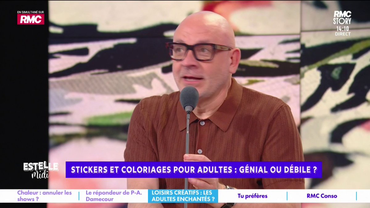 🖍️ Stickers, coloriages pour adultes 🎙️ @FredHermel : "C'est affligeant ! Ça dit beaucoup de la société ! Ça va à l'envers... J'ai l'impression qu'on fait une société de "gnangnan" et de gens facile à manipuler ! "Fais ton petit coloriage et vote comme on te dit"... Pathétique"