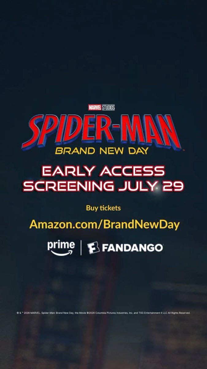 US Prime members can see #SpiderManBrandNewDay in theaters July 29 at nationwide Prime Early Screenings. 🕷️ Get your tickets now at the link below, while supplies last.