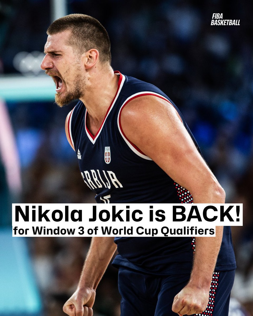 The Joker is back on Serbia duty 🇷🇸🫡 Orlovi's preliminary roster for the Window 3 of #FIBAWC Qualifiers features Nikola Jokic 🃏
