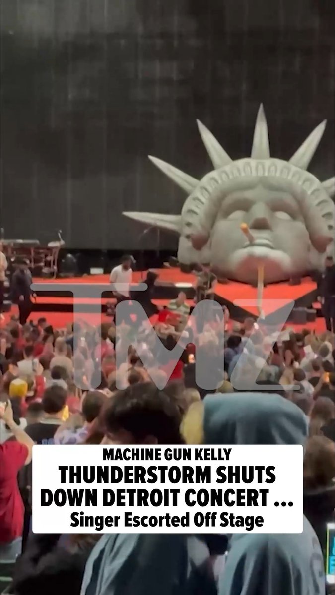 Machine Gun Kelly was escorted off stage after bad weather ended his Michigan concert early. Exclusive details: