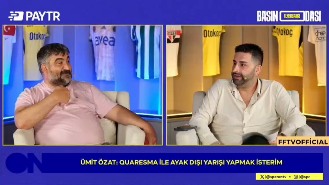 🗣️Ümit Özat: Aziz Başkan bana, "Ayağının dışını kullanma." diyordu 🗣️Sercan Hamzaoğlu: Nereyi kullanacağım deseydin 🗣️Ümit Özat: Sol ayağını kullan diyordu yani 🗣️Sercan Hamzaoğlu: E ya ayağının içi ya dışı. Sonuçta futbolda bu ikisi de var 🗣️Ümit Özat: Ne günlerden be..