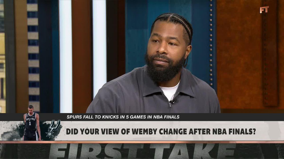 "He ran out of gas, that's all that was." Markieff Morris joined First Take to share his thoughts on Wemby's performance in his first NBA Finals 🏆