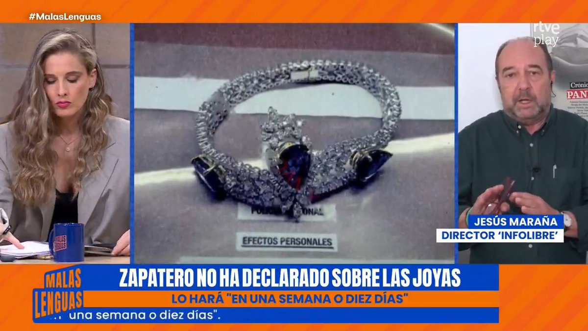 💍 Zapatero no ha declarado sobre las joyas, lo hará "en una semana o diez días" 🇸🇦 Arabia Saudí, posible origen de las joyas, sería un regalo del rey en 2007 🌀 "Hay que ponerse en la piel de lo que ocurría hace 25 años; la normativa era otra, las costumbres eran otras", expone Jesús Maraña en #MalasLenguas
