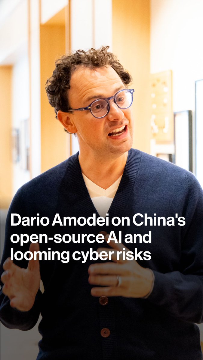 Anthropic CEO Dario Amodei warns of what he calls China's open-source threat and “Mythos-class” cyber risks while telling @EmilyChangTV why he believes AI could be a pro-democracy tool, depending on what tech companies do next. Watch on The Circuit