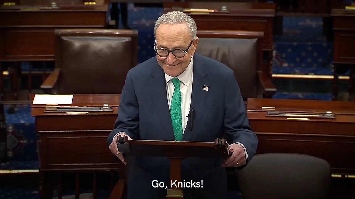 THE US SENATE UNANIMOUSLY AGREES – KNICKS IN 5! By unanimous consent, I just passed a Senate Resolution congratulating the Knicks on their championship to immortalize this historic team in the halls of Congress.