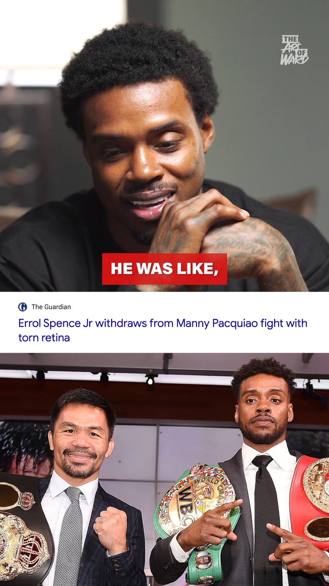 If Errol Spence fought Pacquiao, one shot to the eye could've left him permanently blind 🤯 Spence revealed to Andre Ward the back and forth with doctors leading up to what was supposed to be the Pacquiao superfight. He was dead set on fighting... but no matter what, the doctors and PBC couldn't let him. Watch the full episode with Errol Spence Jr. on the ALL THE SMOKE FIGHT YouTube!