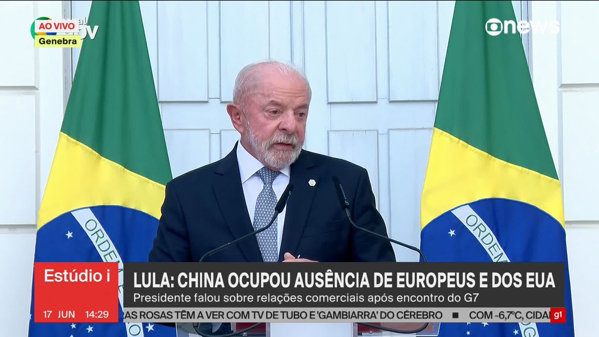 No G7, Lula diz que o mundo investiu mais em guerras do que no combate à fome: “O mundo, no ano passado, investiu três trilhões de dólares em guerras, e nem 10% disso para acabar a fome, com o analfabetismo.” #Estúdioi ➡ Assista à #GloboNews: