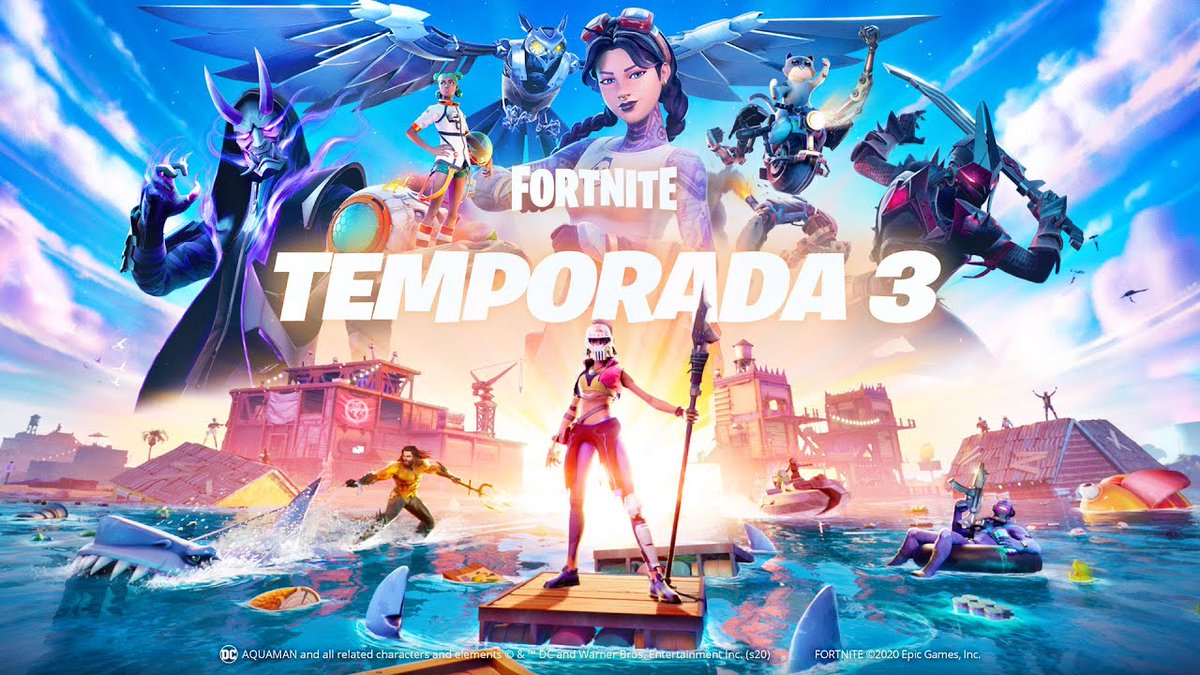 Hoje faz 6 ANOS que o Capítulo 2: Temporada 3 do Fortnite foi lançado com o tema: Tirando Onda 🌊 A ilha começou inundada, e ao longo da temporada o mar foi recuando. Marcou a chegada dos Carros, Tubarões, Aquaman e mais! Na minha opinião, uma das melhores temporadas! SDDS