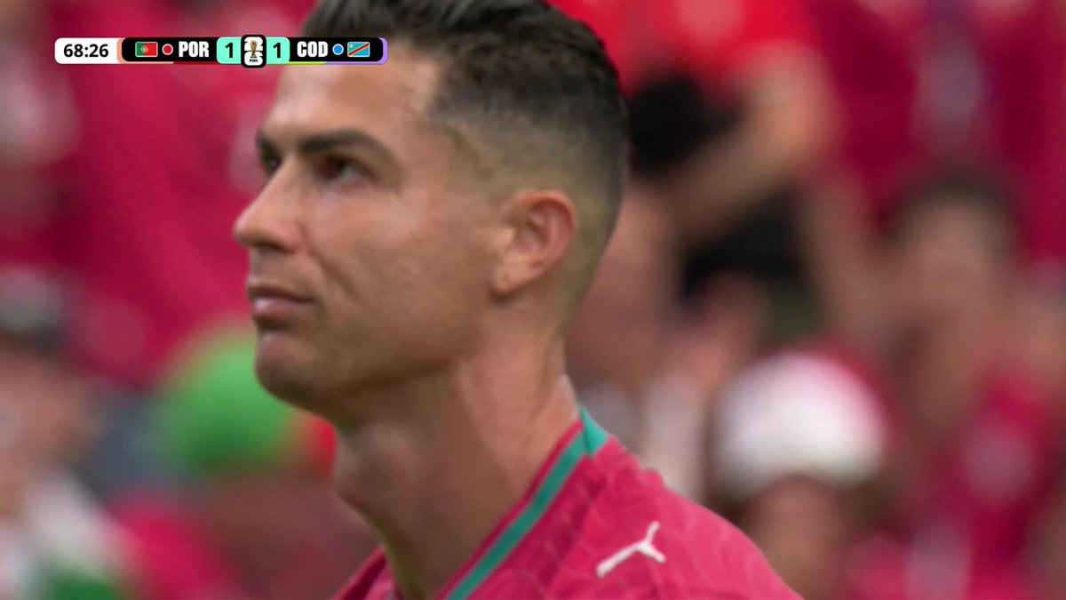 Ronaldo sends a good chance wide!