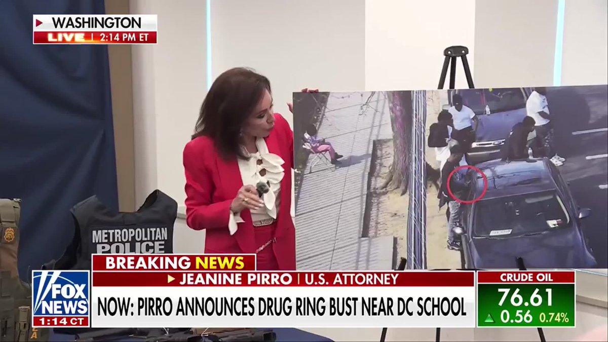 NEW: U.S. Attorney Jeanine Pirro announces a major 21-count drug-trafficking indictment against 14 defendants operating an alleged narcotics ring dangerously close to a local elementary school. Surveillance footage captured the shocking moment a woman purchased cocaine just feet away from a five-year-old child before casually walking away with the minor. "It's one thing to have a prosecution of dirtbags who are selling drugs in the area of schools 1000ft from a damn elementary school." "It's a whole other level of crime, as far as I'm concerned, for this woman to bring a child to a cocaine sale and then walk along with the child while she's got the drugs on her."