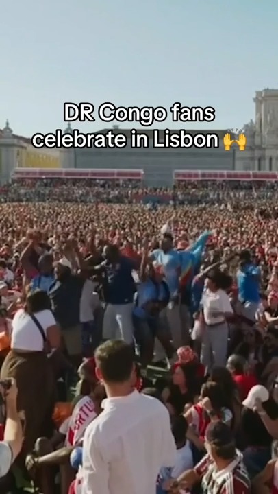 Limbs in Lisbon from these DR Congo fans celebrating their equalising goal against Portugal 🇨🇩🙌