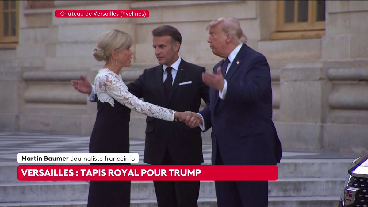🔴 🗣️ Visite de la galerie des Glaces, concert, dîner... Donald Trump vient d'arriver au château de Versailles, accueilli par ses hôtes Emmanuel et Brigitte Macron. Loïc de La Mornais #SurLeTerrain #Canal16