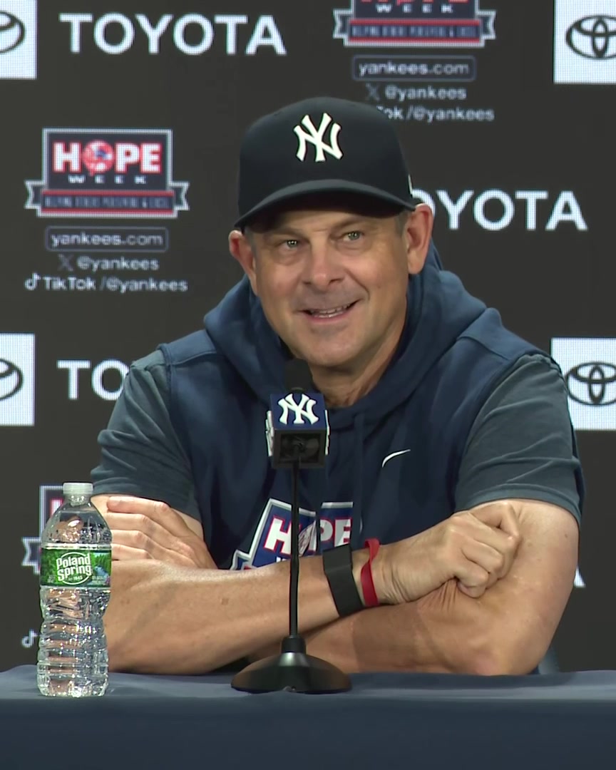 "What stands out about his numbers?. He's got a 1 in front of the OPS number. He's got a 2 in front of the homer number." - Aaron Boone on Ben Rice