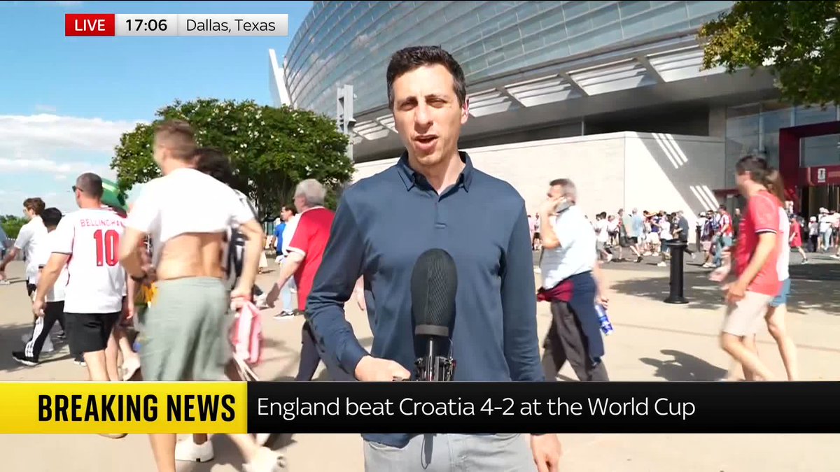 "It was chaotic, defending nervously at times, certainly very entertaining, and ultimately a relief for England." Sky's Rob Harris speaks to fans in Dallas after England beat Croatia 4-2 at the World Cup.