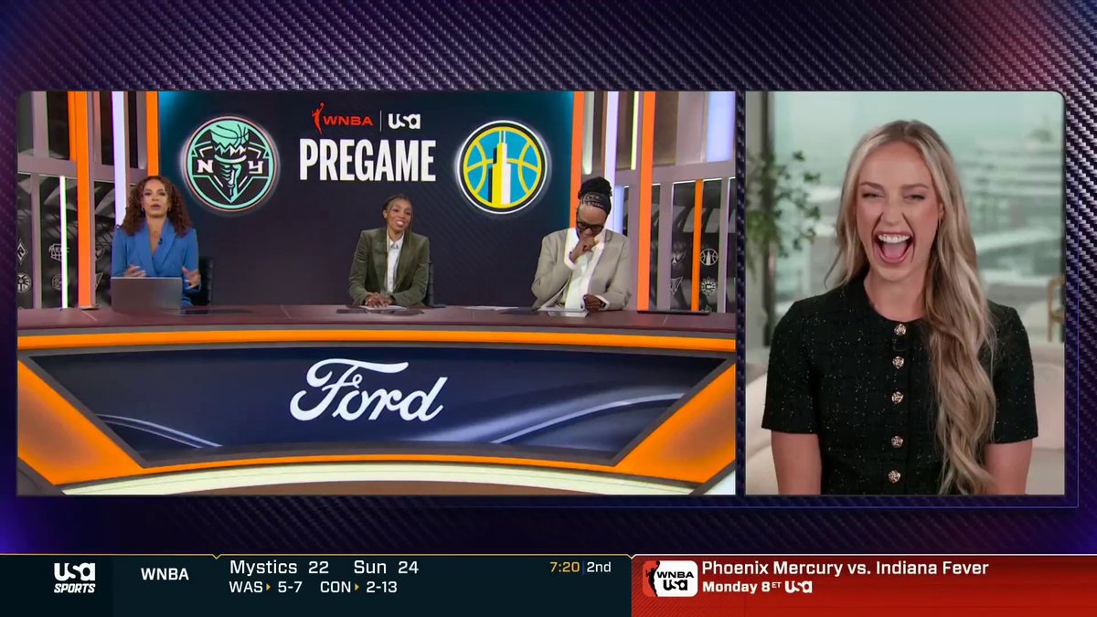 "When she's not ballin' for the Indiana Fever, she a contributor for USA Sports" 👏 Sophie Cunningham checks in for her #USAonWNBA debut 😎