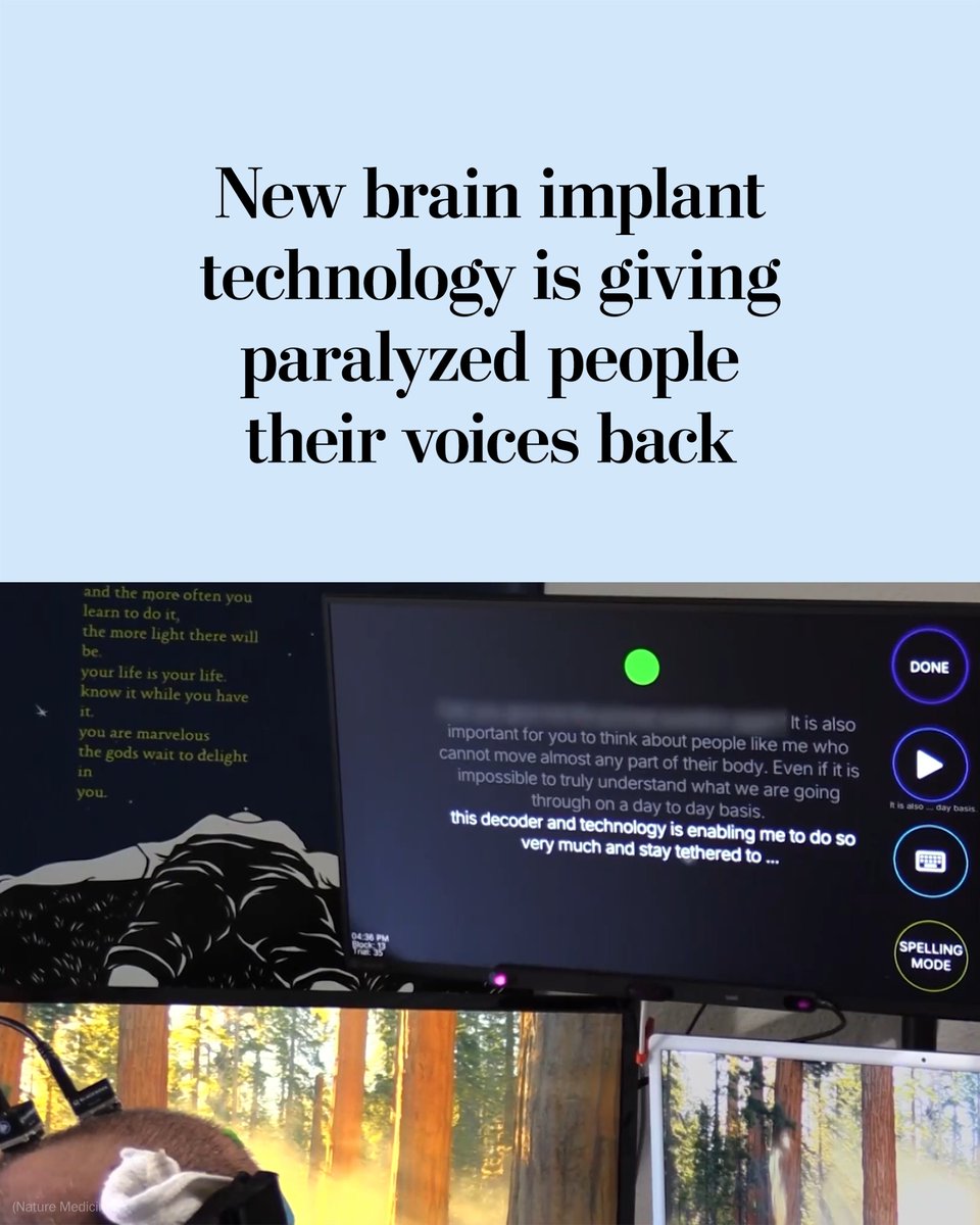 Two years after ALS robbed him of his voice, Casey Harrell used a brain implant to communicate nearly 2 million words at home. In Harrell’s brain are four tiny implanted devices that record brain signals, then are analyzed by AI and decoded into text.