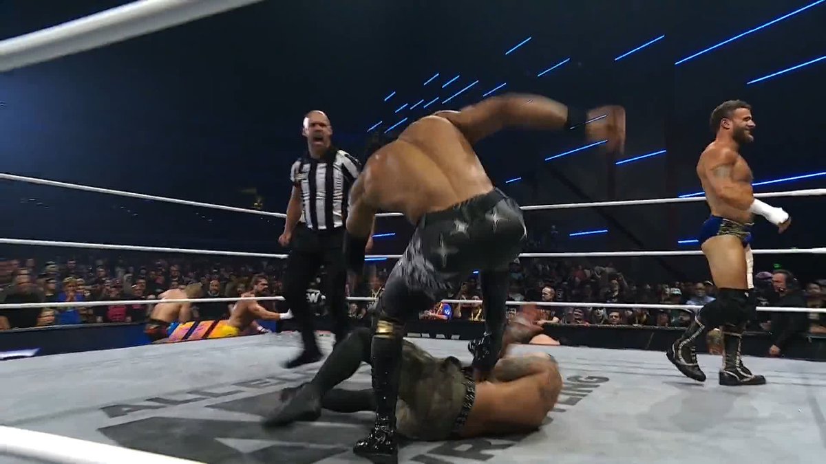 "Maxwell Jacob Friedman™️ could be looking for a refund very quickly!" @KyleFletcherPro pulls TNT Champion Kevin Knight ケビン・ナイト off of DARBY ALLIN to get his shots in! Watch #AEWDynamite LIVE on TBS & HBO Max