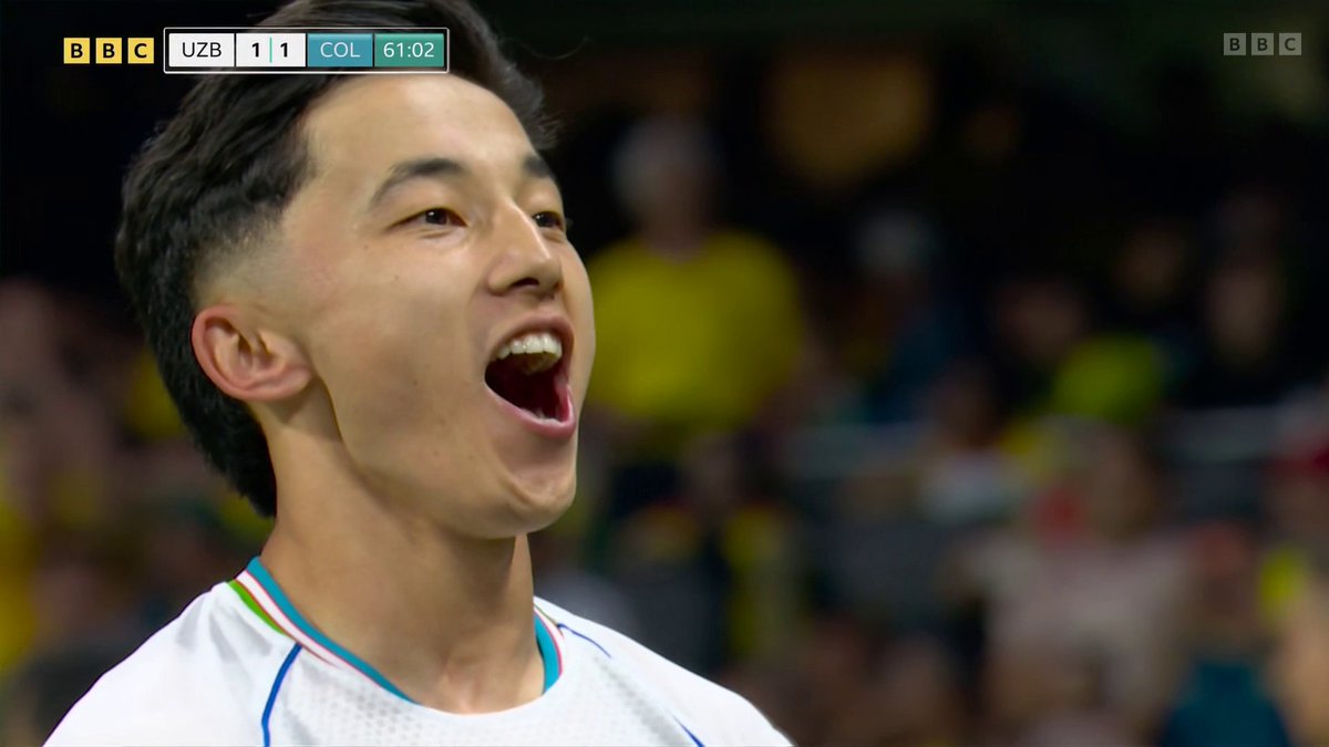 Uzbekistan are level! 🇺🇿 What a moment! Abbosbek Fayzullaev has his nation's first ever World Cup goal!