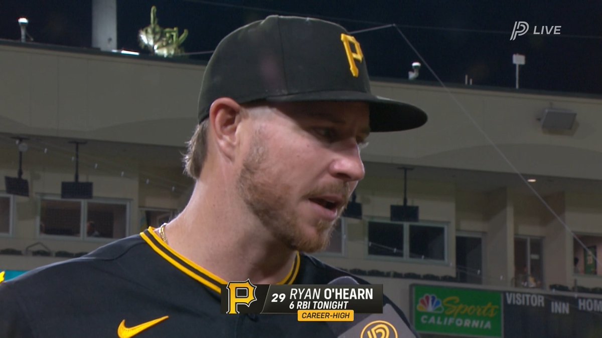 Ryan O'Hearn couldn't keep it together when asked if he wanted to stay in to try to hit a triple for the cycle 😂 "It'd be tough for me to get a triple in this ballpark." 🤣