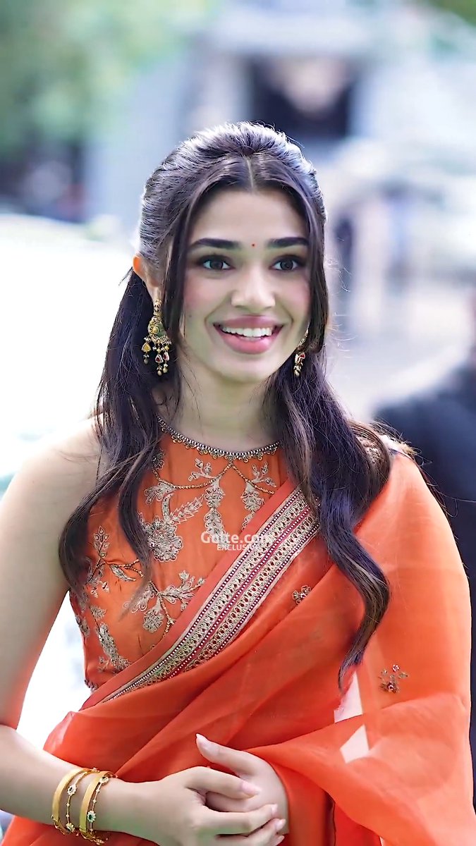 Candids of #KrithiShetty from #VenkyAnil5 - #NKRAR2 Pooja Ceremony.